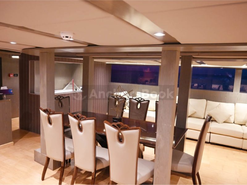 143ft Mega Yacht Rental (Dubai – 120 Guests Max) - Food Menus & Decorations Available | AnchorsBook Photo 143ft Mega Yacht Rental (Dubai – 120 Guests Max) - Food Menus & Decorations Available