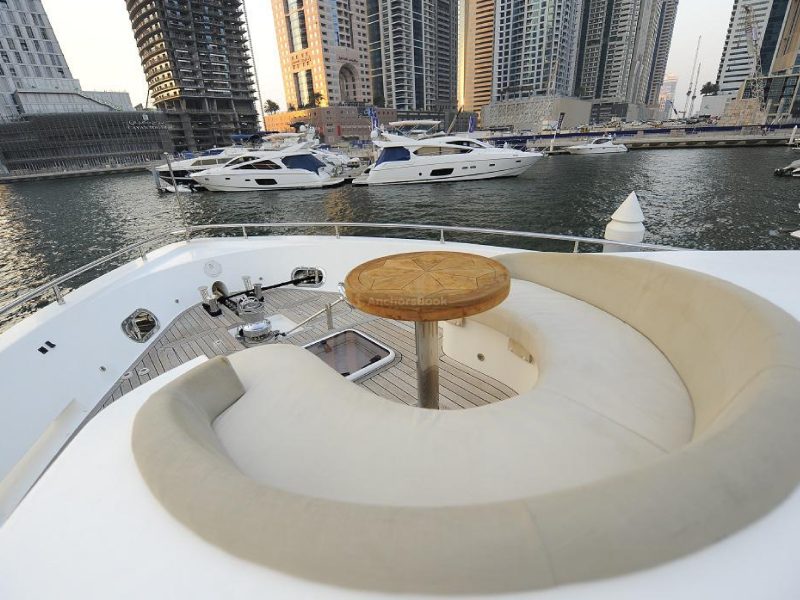 Majesty 101ft Yacht Rental With Jacuzzi (Dubai – 60 Guests Max) | AnchorsBook Photo Majesty 101ft Yacht Rental With Jacuzzi (Dubai – 60 Guests Max)