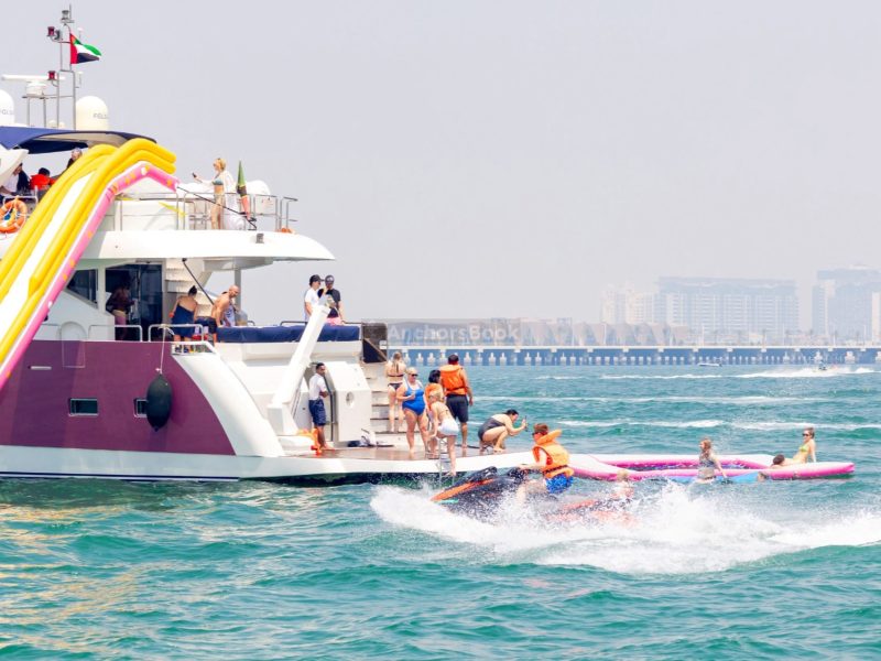 3-6 Hour VIP Birthday Party 110ft Yacht With Cake, Decorations & Drinks Included – Inflatables/Slides & Dinner – (Up to 85 PAX) | AnchorsBook Photo 3-6 Hour VIP Birthday Party 110ft Yacht With Cake, Decorations & Drinks Included – Inflatables/Slides & Dinner – (Up to 85 PAX)