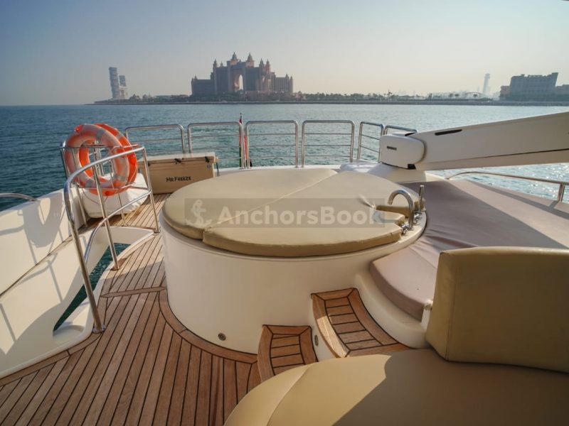 Majesty 88ft Yacht Rental (Dubai – 50 Guests Max) with Jacuzzi | AnchorsBook Photo Majesty 88ft Yacht Rental (Dubai – 50 Guests Max) with Jacuzzi