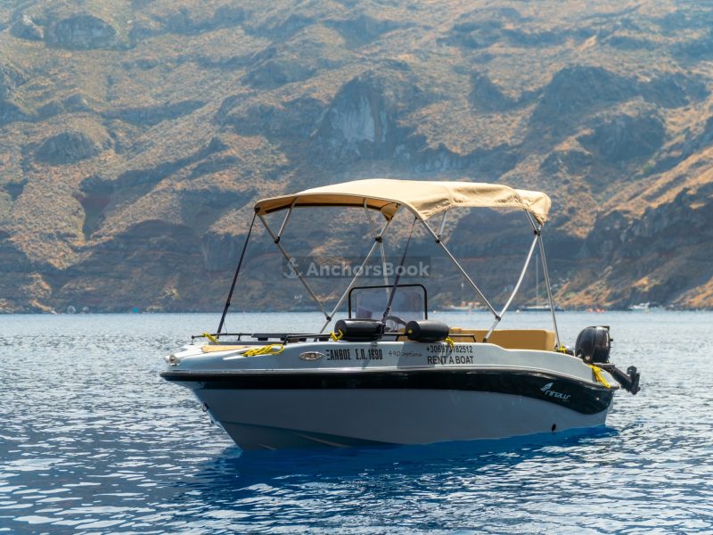 Full Day Boat rental in Santorini- No license required | AnchorsBook Photo Full Day Boat rental in Santorini- No license required