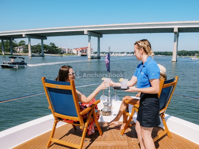 Sunset Dinner Cruiser: 6-9:30pm (3.5 hours) - Private 80' Luxury Yacht Charter | AnchorsBook Photo Sunset Dinner Cruiser: 6-9:30pm (3.5 hours) - Private 80' Luxury Yacht Charter