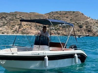 Half Day (5 Hours) Speed Boat Rental - No license required | AnchorsBook Photo Milos Eldoris 4 Poseidon White (full day rental) - No license required