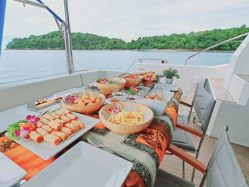 Shibuli Leopard 40' (With Food, Drinks, Water Toys/Slides) - Full Day Yacht Rental In Phuket, Thailand | AnchorsBook Photo Shibuli Leopard 40' (With Food, Drinks, Water Toys/Slides) - Full Day Yacht Rental In Phuket, Thailand