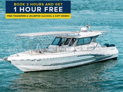 36ft Yacht In Dubai | Free 🚌 Transfer, & Free 🥂 Unlimited Alcohol + Soft Drinks Included - Book 3+ Hr Get 1 Hr Free Offer