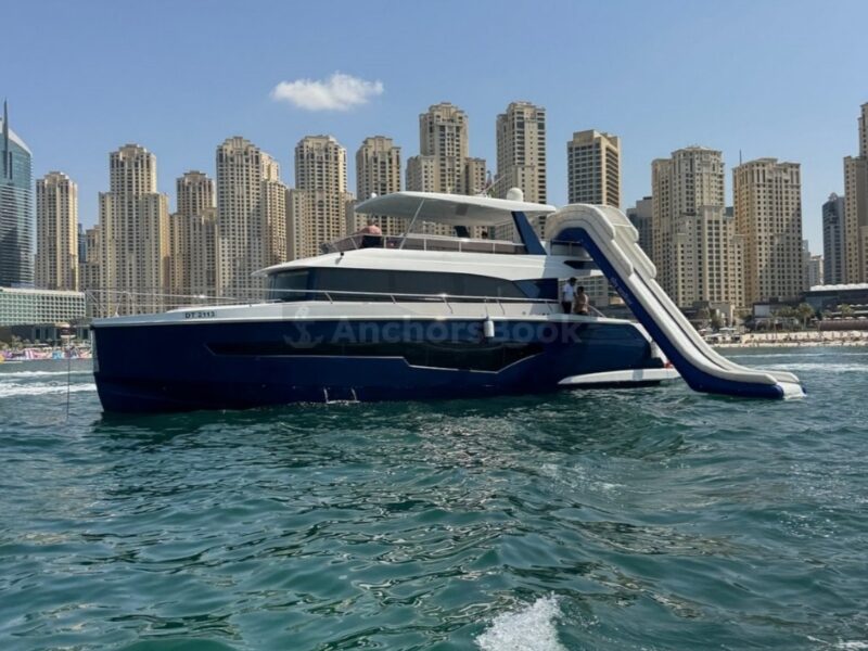 Water Fun Yacht Charter In Dubai – 2023 Year 62ft Yacht With Waterslides & Inflatables – 25 PAX | AnchorsBook Photo Water Fun Yacht Charter In Dubai – 2023 Year 62ft Yacht With Waterslides & Inflatables – 25 PAX