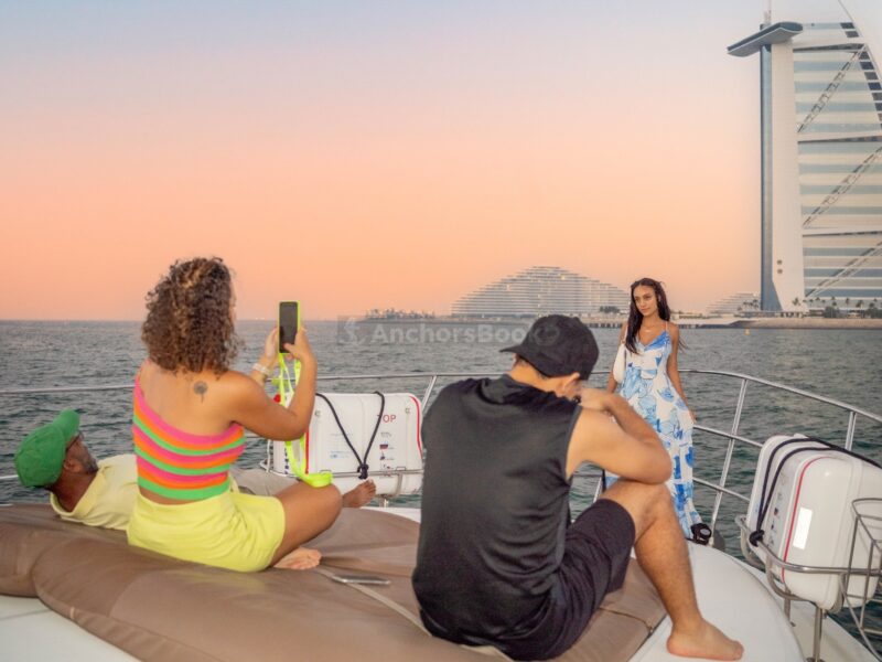 Dubai Sunset Shared Yacht Tour with BBQ Bites, Fresh Fruits & Drinks | AnchorsBook Photo Dubai Sunset Shared Yacht Tour with BBQ Bites, Fresh Fruits & Drinks