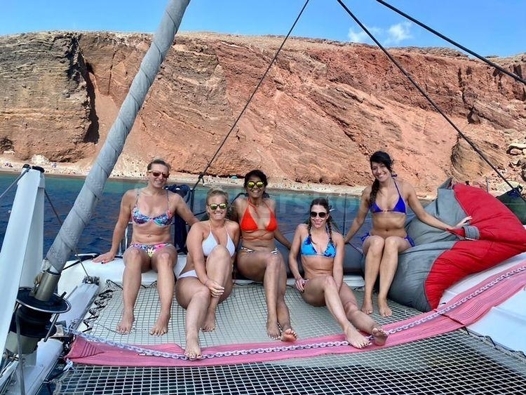 Santorini Private Catamaran Cruise with Meal & Drinks | AnchorsBook Photo Santorini Private Catamaran Cruise with Meal & Drinks