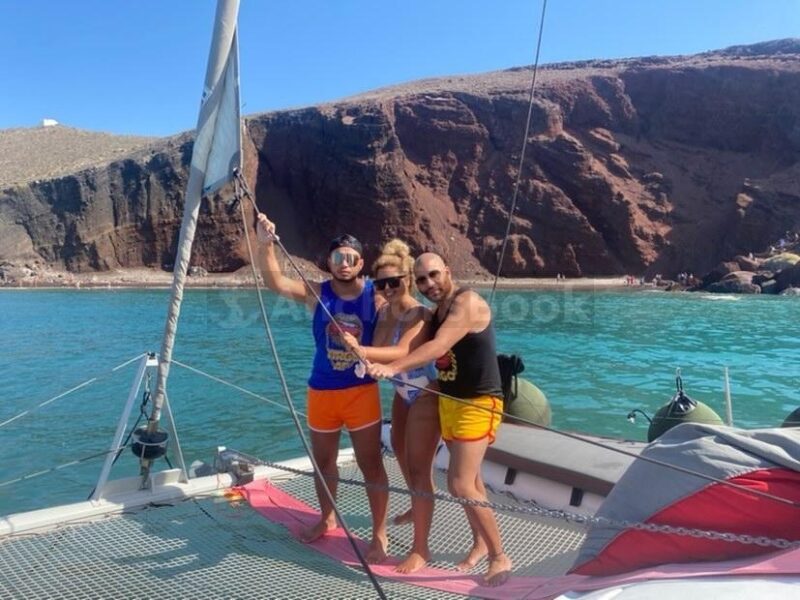 Santorini Private Catamaran Cruise with Meal & Drinks | AnchorsBook Photo Santorini Private Catamaran Cruise with Meal & Drinks