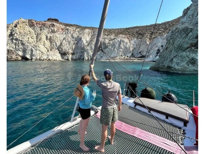 Santorini Private Catamaran Cruise with Meal & Drinks | AnchorsBook Photo Santorini Private Catamaran Cruise with Meal & Drinks