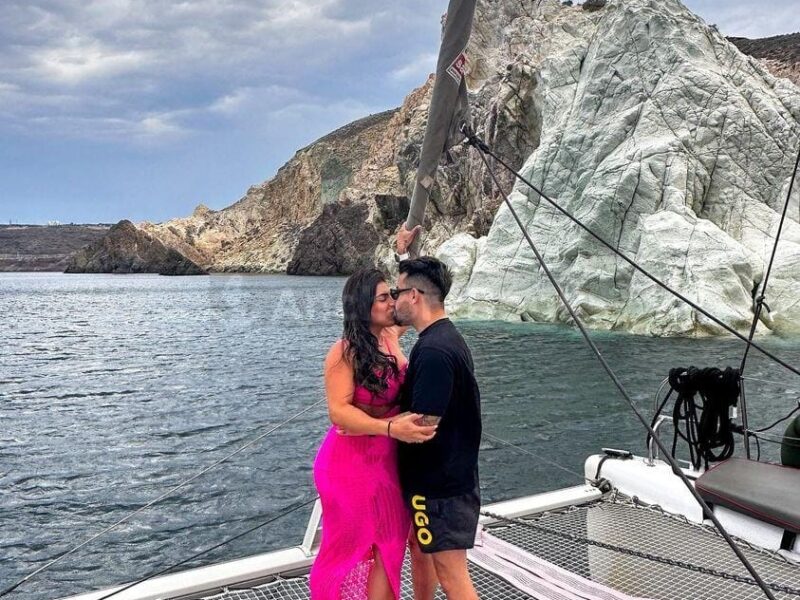 Santorini Private Catamaran Cruise with Meal & Drinks | AnchorsBook Photo Santorini Private Catamaran Cruise with Meal & Drinks